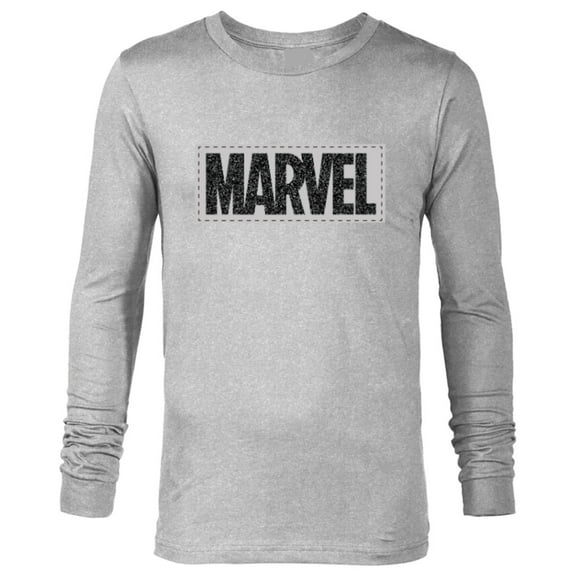 Marvel Logo Black White and Gray - Long Sleeve T-Shirt for Men - Customized-Athletic Heather