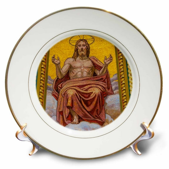 3dRose, Christ Mosaic, Basilica St. Stephens Cathedral, Budapest, Hungary, 8 inch Porcelain Plate