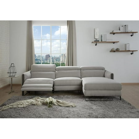 Premium Italian Leather Recliner - J&M Antonio Modern Grey Premium Italian Leather Recliner Sectional Right Hand