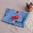 thumbnail image 3 of StylesILove Baby Girl Ruffle Sleeve Shabby Denim Dress and Cross Body Mini Coin Bag 2 pcs Blue Outfit, 3 of 5
