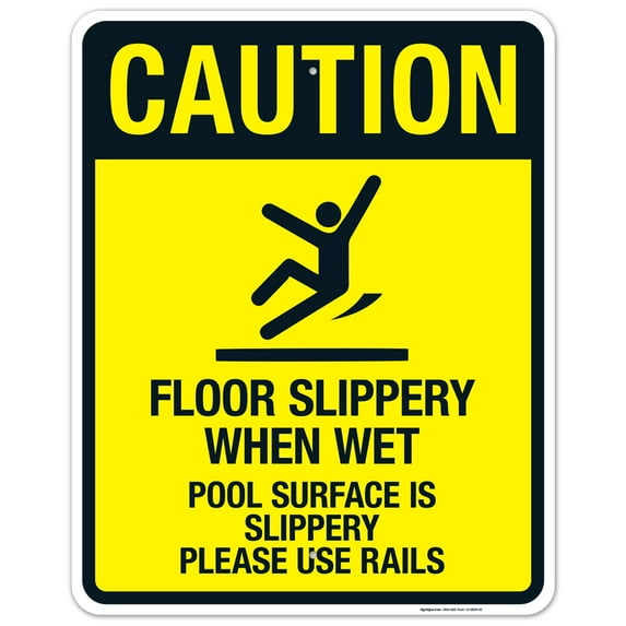 Floor Slippery When Wet Sign, Pool Sign,