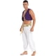 thumbnail image 3 of Disfraz de Halloween para hombre, príncipe mítico Aladino, traje de fiesta de carnaval, chaleco con ribete de lentejuelas y pantalones con cinturón, M, negro B, 3 of 5