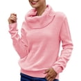 thumbnail image 2 of IMENGL Chandail Tricoté à Manches Longues Col Roulé Ample, Rose G, Taille m-3TG, 2 of 7