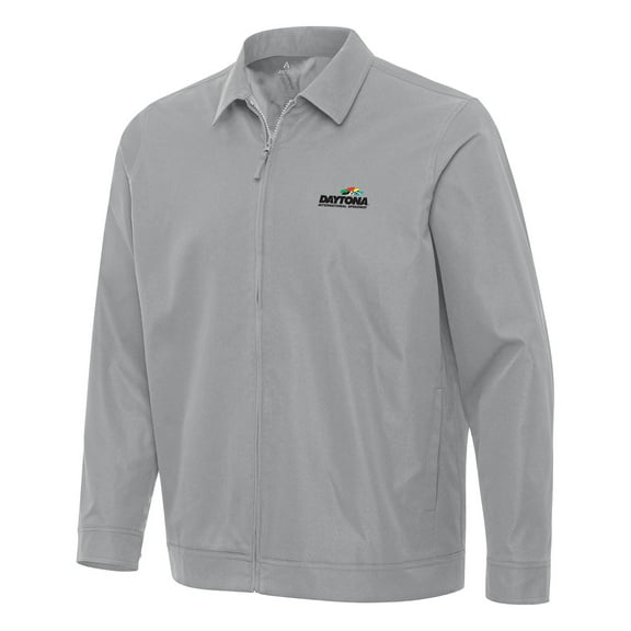 Men's-Antigua  Gray Daytona International Speedway Pivot Full-Zip Jacket