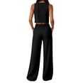 thumbnail image 5 of zejinsd Summer Sets for Women Lightweight Cotton Linen Two Piece Sets Sleeveless Cropped Tank and Wide Leg Pants with Pockets Daily Outfit, 5 of 7