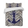 thumbnail image 2 of Quilts Queen Size, Nautical Anchor Soft Comforter Bedding Set for Bed, Summer Coastal Ocean Vintage Wood Lightweight Quilted Bedspread with Pillow Cover(2 Pieces) for All Season, 90x96 Inch, 2 of 6