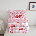 thumbnail image 5 of Catabedysis Kawaii Bowknot Initial Y Twin Comforter Sets For Girl,Cute Cherry Print ABC Themed Bedding Set,Pink Reversible,2pcs,1 Comforter and 1 Pillowcase, 5 of 7