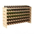 thumbnail image 1 of FixtureDisplays Casier à Vin Modulaire Empilable pour 72 Bouteilles en Bois de Pin Naturel avec 6 Rangées, 1 of 4