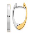 thumbnail image 4 of 14k Yellow and White Gold Two-tone V Shaped Hinged Hoop Earrings Length 10mm, 4 of 5
