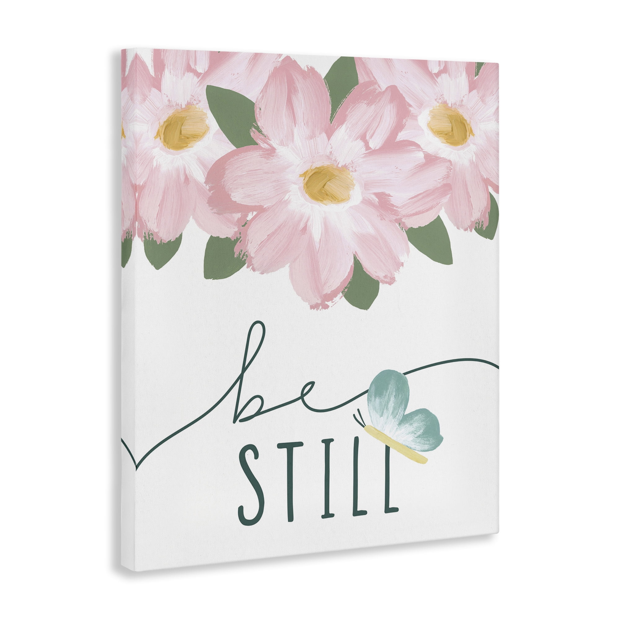Stupell Industries Be Still with Florals Religious Painting Gallery Wrapped Canvas Art Print Wall Art, 24 x 30