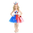 thumbnail image 5 of Toddler Kids Girls 4th of July Independence Day Sleeveless Children Rainbow Princess Unicorn Tulle Tutu Party Dresses, 5 of 9