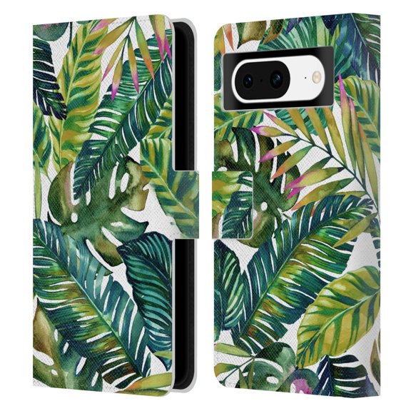Head Case Designs Officially Licensed Mark Ashkenazi Banana Life Tropical Leaves Leather Book Wallet Case Cover Compatible with Google Pixel 8