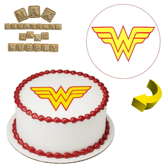 Wonder Woman Logo Edible Cake Topper ~ Can be used on 8", 9" or 10" Cakes