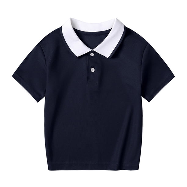 Odeerbi Camisas de Golf de Algodón de Niños y Niñas Uniforme Escolar Botón de Solapa Camisas de Tenis de Manga Corta