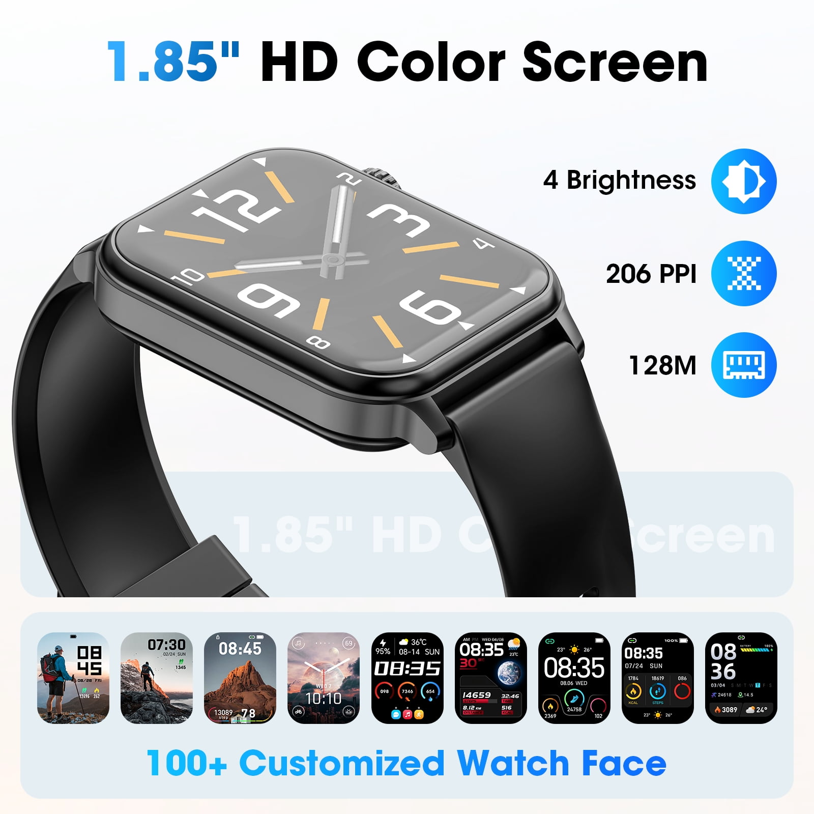 Mingdaln 46mm Extra Large Battery Smartwatch, (Answer Make Calls/Standby Time 60 Days/120+ Sport Mode)fits for Android and iPhone Devices,perfect gift (Black)