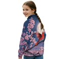 thumbnail image 2 of COEQINE Girls Polyester Sweatshirt, Quarter Zip Pullover Long Sleeve Loose Fit T-Shirts, Printed Casual Wear Tees for Kids and Youth 5-6 Years, Cardinal Plum Blossom, 2 of 7