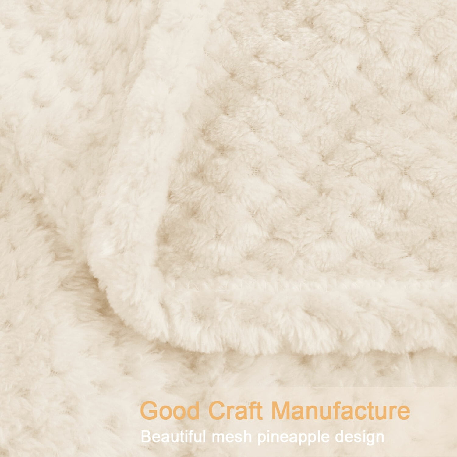 PiccoCasa Soft Microfiber Plush Flannel Blanket Luxury Bed Blanket, Beige Queen (78"x90")