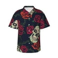 thumbnail image 1 of Fotbe Roses Skulls Camisa Hawaiana para Hombre Unisex – Camisa Casual de Verano con Botones de Manga Corta de Algodón y Lino,X-Large, 1 of 7