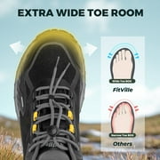 FitVille Mens Low Top Waterproof Hiking Shoes Extra Wide Slip-Resistant Trekking Trails Outdoor Work Sneakers
