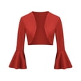 thumbnail image 2 of YUTK Vestes pour Femmes Décontractées, Veste Rétro à Manches Longues Évasée Ajustée en Tricot pour Femmes (Rouge, m), 2 of 6