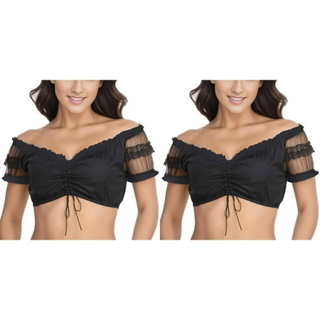 2 Pack Women 1PC Underwire Lingerie Lace Vest Women s Elegant Dirndl Blouse Black Dirndl Blouse Lace Blouse For Oktoberfest Lingerie Strapless Shirts for Women Summer plus Size Tube Top Bodysuit