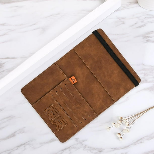 Funda de material cuero PU para pasaportes, tarjetero para tarjetas de crédito, , dinero, billet identificación, tarjetero organizador para , Camello BLESIY Cubierta de pasaportes