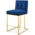 thumbnail image 3 of Counter Stool Chair, Set of 2, Velvet, Metal Steel, Gold Blue Navy, Modern Contemporary Urban Design, Bar Pub Cafe Bistro Hotel Restaurant Hospitality, 3 of 4