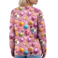 thumbnail image 4 of Women's Fashion Long Sleeve Christmas Snowman Snowflake Print Jacket Cardigan for Holiday Party and Casual Daily Wear,Pink,XL, 4 of 5