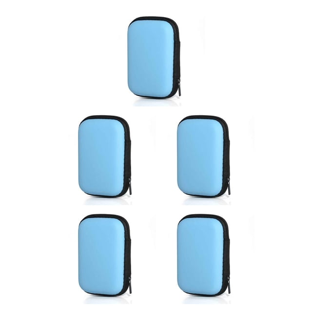 jesticaly Earphone Carry Case with Zipper Earbud Wireless Wired Storage Box Organizer Multi-purpose for Protection Pouch for Outdoor Blue 5Set
