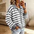 thumbnail image 5 of Fengqque Lady's Winter Long-sleeved Button-down Knitted Cardigan With Striped Sweater Coat, 5 of 7