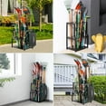 thumbnail image 3 of Heavy Duty Yard Tool Tower Rack, Free Standing Garage Storage for Rakes, Brooms, Shovels, Extra Hooks, 3 of 5