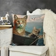 thumbnail image 2 of SHANXI  Funny Cats Throw Pillow Cover The Two Brave Cats are Drifting in The Steel  Linen Decorative Pillow Case Cushion Cover Home Sofa Decor Pillow Cover 20x20in, 2 of 5