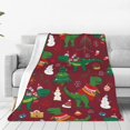 thumbnail image 1 of Fotbe Dinosaur Christmas Happy New Year Manta de Franela Acolchonada con Estampado, Súper Suave y Esponjosa, Extra Grande para Sofá, Cama, Uso Todo el Año-50"x40", 1 of 7