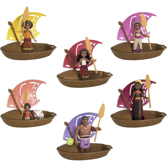 Merveilles du Pacifique Moana 2 de Disney de Mattel, coffret avec petite poupée surprise, canot et accessoire (les styles peuvent varier) Âges 3+