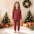 thumbnail image 6 of TOWED22 Girls Boys Christmas Pajamas Set Sleepwear Graphic Pjs Toddler Xmas Funny Graphic Long Sleeve Jammies Kids Holiday Sleepwear,3-4 Y, 6 of 9