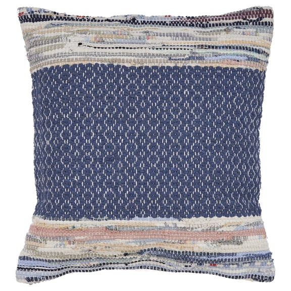 LR Home Naomi 18" x 18" Blue/Multicolor Diamond Cotton Blend Decorative Throw Pillow