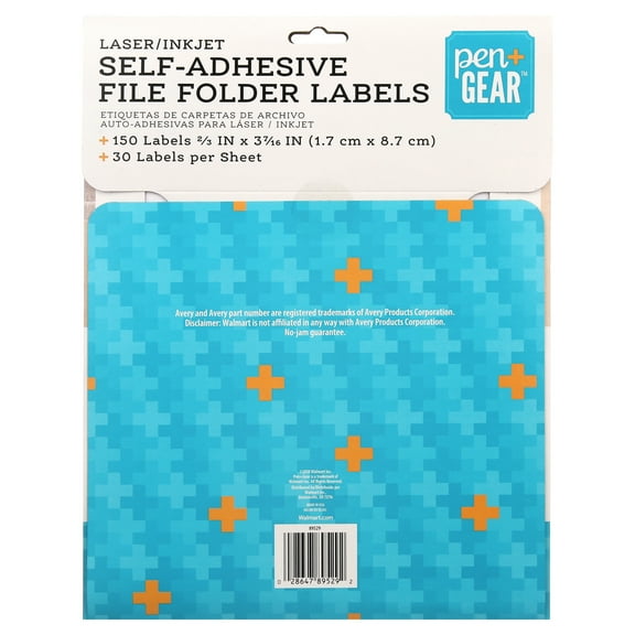 Pen + Gear Laser/Inkjet White File Folder Labels with SIMPLY-COVER Block-Out Permanent Adhesive, 30 Labels per Sheet, 750 Labels