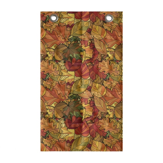 Autumn Hanging Pocket Organizer, Abstract Doodle of Fallen Leaves Earthy Warm Tones Printed Illustration, Printed Polyester Storage Bag with Pockets, 21" x 31", Apricot and Coffee