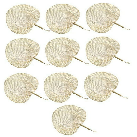 10X Ventilador Manual de Verano Ventiladores de Mano de Paja Hoja de Palma