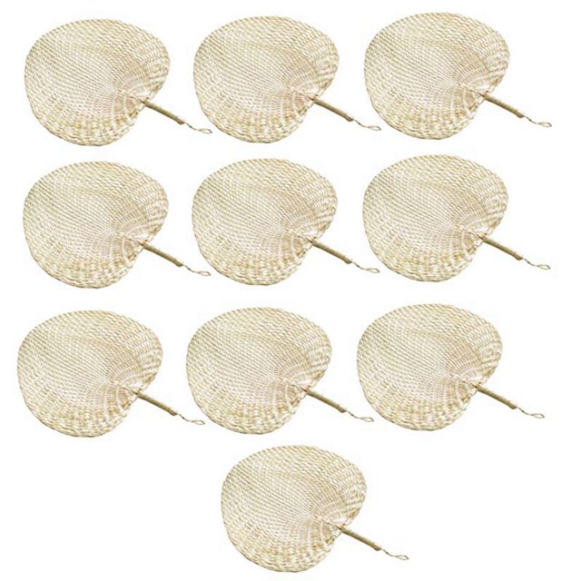 10X Ventilador Manual de Verano Ventiladores de Mano de Paja Hoja de Palma