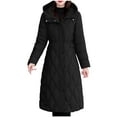 thumbnail image 3 of Roncen Women's Winter Long Hooded Cotton Coat - Heavyweight Warm Casual Mid-Length Parka Jacket with Zippered Pockets - Solid Color Zip Up Cozy Outerwear for Cold Weather, 3 of 6