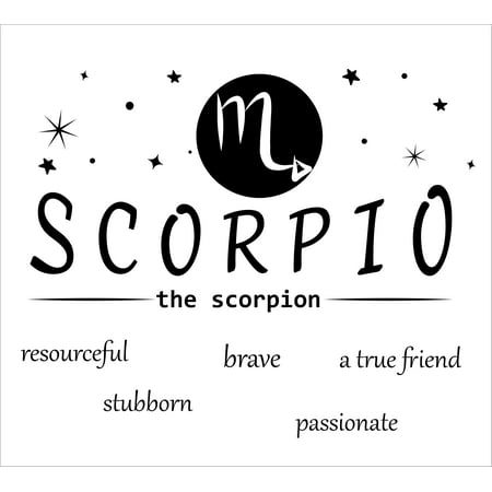 Scorpio the Scorpion with Zodiac Symbol Artwork for Living Room Vinyl Wall Decal - Horoscope and Birth Sign with Their Respective Personality Traits Like Resourceful Stubborn Brave Passionate and a Tr