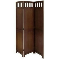 Legacy Decor Solid Wood 3 Panel Room Divider, 70" Tall, Walnut, Freestanding