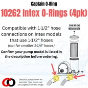 Captain O-Ring Replacement 10262 1-1/2 Hose Connection O-Rings for Intex 1500 2500 2800 GPH Pumps 4 Pack