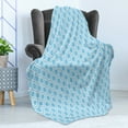 thumbnail image 4 of Abstract Soft Flannel Fleece Throw Blanket, Oval Shaped Linked Egg Form Style Retro Symmetric Simplistic Design, Cozy Plush for Indoor and Outdoor Use, 60" x 80", Sky Blue White, by Ambesonne, 4 of 5