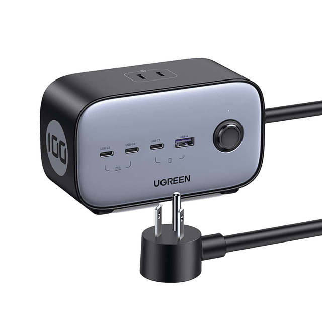 Cargador de Escritorio Ugreen Múltiple 3 Puertos USB-C 1 USB-A 3 Tomacorriente CA