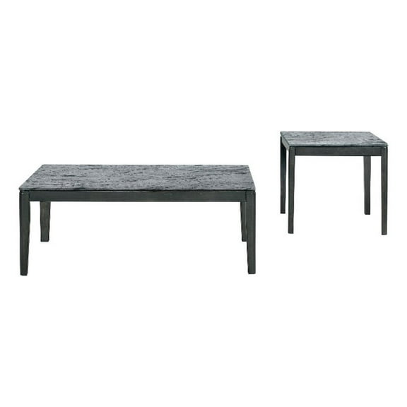 Mozzi 2-piece Coffee and End Table Set Grey Faux Marble