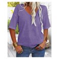 thumbnail image 4 of Women's Casual 3/ 4 Sleeve V-Neck Loose Fit T-Shirt, Solid Color Basic Tunic Top, Trendy Summer Blouse, 4 of 6
