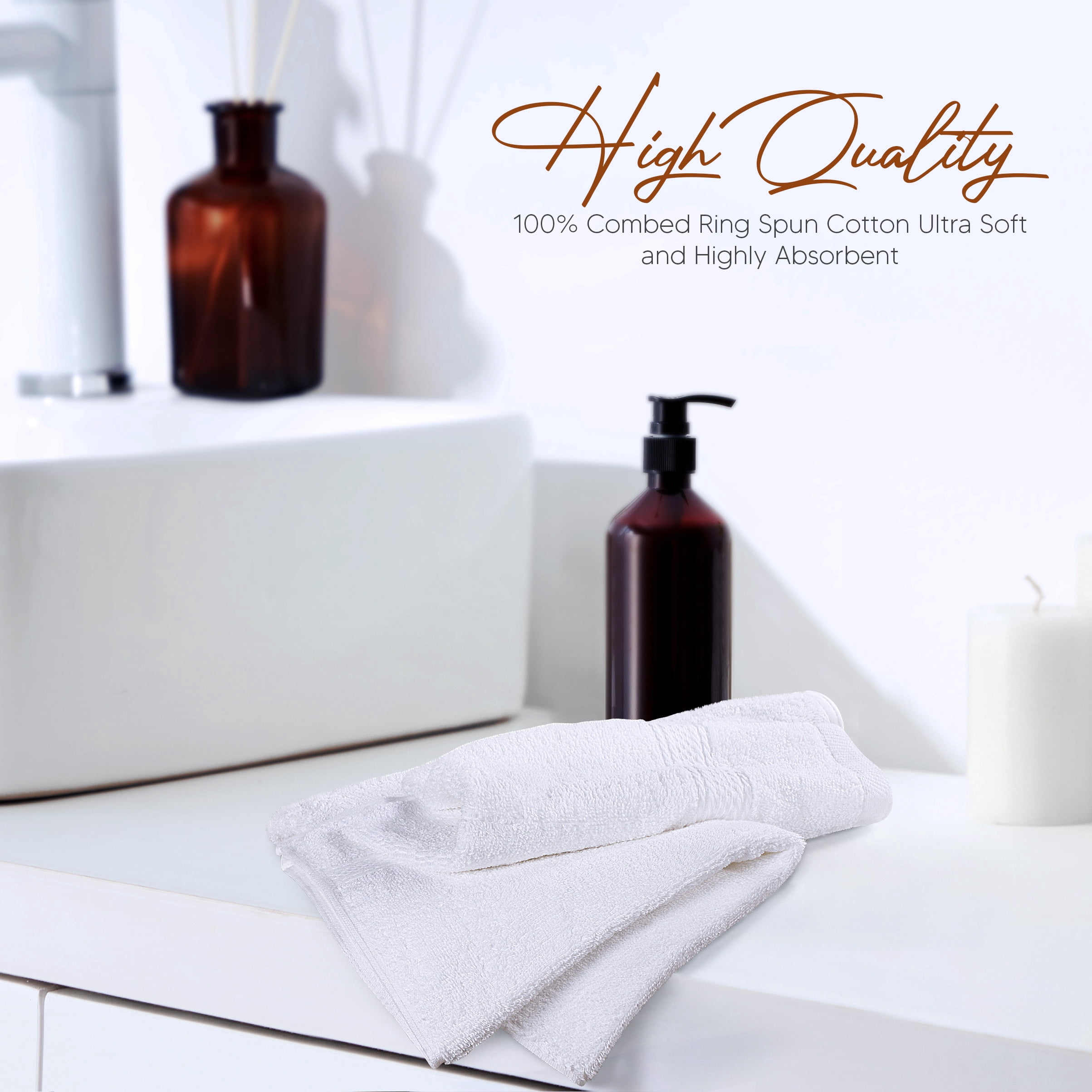 Utopia Towels 6 Pack Hand Towels, 100% Ring Spun Cotton Kitchen Towel Set, 16x28" Plush and Highly Absorbent For Hotel & Spa, Gym, Face, Hand, Bathroom 620 GSM (White)