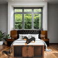 thumbnail image 4 of Zephypaws 56in 2 in 1 Double Dog Crate Furniture with Padded Seat,Wooden Dog Kennel with Double-door,End of Bed Bench Ottoman with Removable Cushion for Bedroom,Living Room,Walnut, 4 of 7